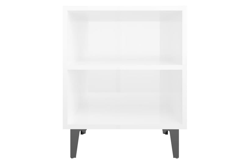 Nattbord med metallben 2 stk höyglans hvit 40x30x50 cm - Hvit - Møbler - Bord - Avlastningsbord - Sengebord & nattbord