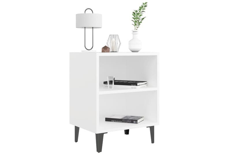 Nattbord med metallben 2 stk hvit 40x30x50 cm - Hvit - Møbler - Bord - Avlastningsbord - Sengebord & nattbord