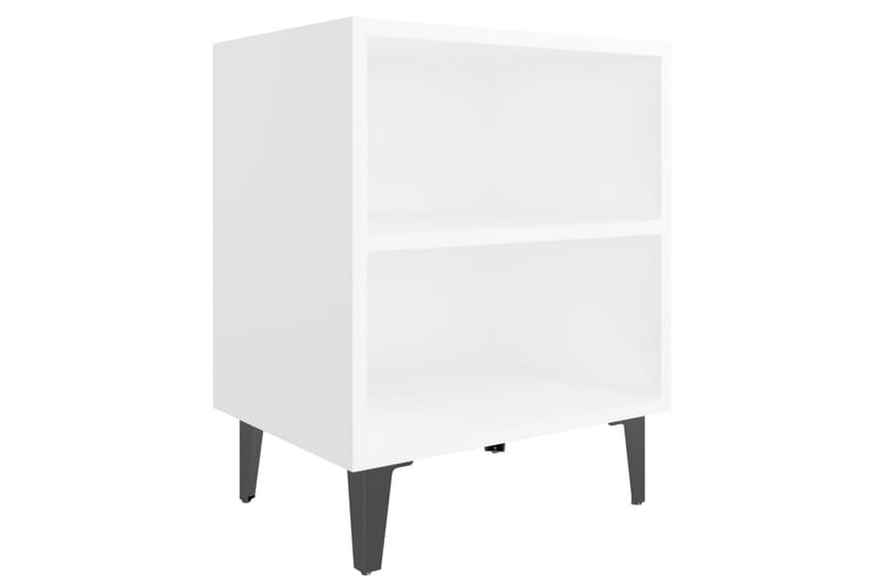 Nattbord med metallben 2 stk hvit 40x30x50 cm - Hvit - Møbler - Bord - Avlastningsbord - Sengebord & nattbord