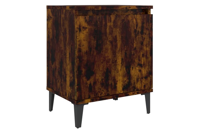 Nattbord med metallben 2 stk røkt eik 40x30x50 cm - Brun - Møbler - Bord - Avlastningsbord - Sengebord & nattbord