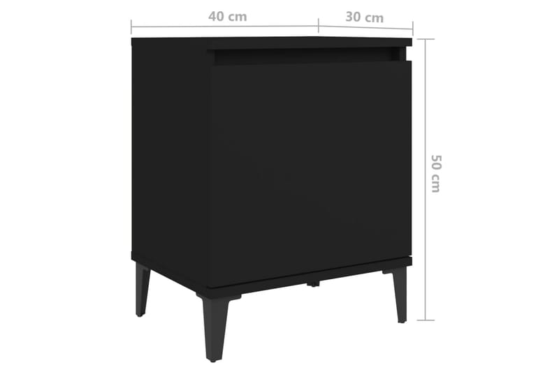 Nattbord med metallben 2 stk svart 40x30x50 cm - Svart - Møbler - Bord - Avlastningsbord - Sengebord & nattbord
