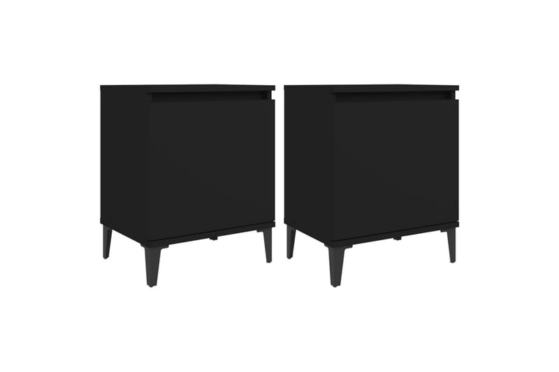 Nattbord med metallben 2 stk svart 40x30x50 cm - Svart - Møbler - Bord - Avlastningsbord - Sengebord & nattbord
