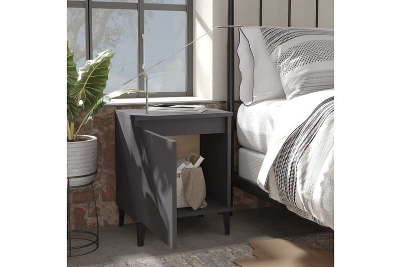 Nattbord med metallben grå 40x30x50 cm - Grå - Sengebord & nattbord