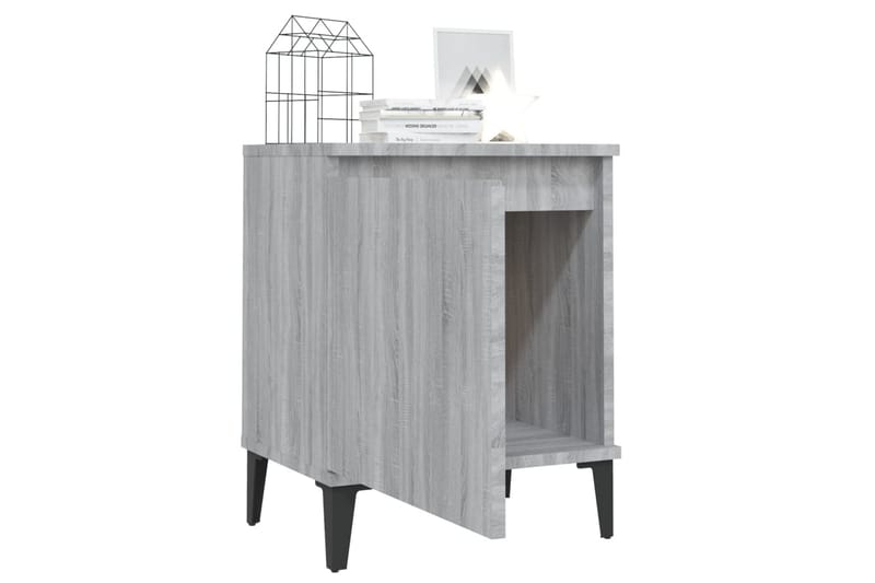 Nattbord med metallben grå sonoma eik 40x30x50 cm - Grå - Sengebord & nattbord
