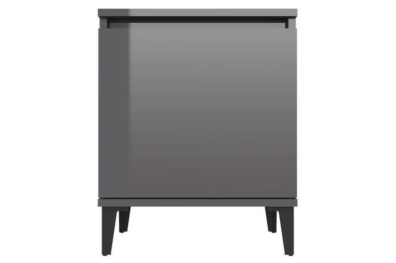 Nattbord med metallben höyglans grå 40x30x50 cm - Grå - Sengebord & nattbord