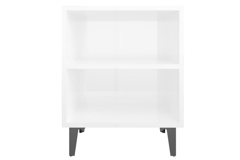 Nattbord med metallben höyglans hvit 40x30x50 cm - Hvit - Sengebord & nattbord