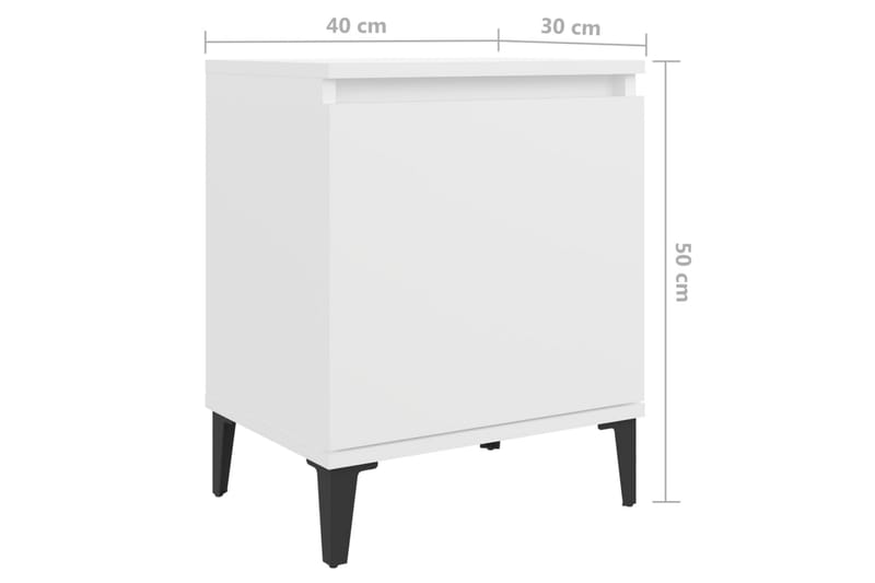 Nattbord med metallben hvit 40x30x50 cm - Hvit - Møbler - Bord - Avlastningsbord - Sengebord & nattbord