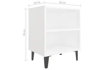 Nattbord med metallben hvit 40x30x50 cm - Hvit - Møbler - Bord - Avlastningsbord - Sengebord & nattbord