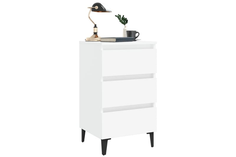 Nattbord med metallben hvit 40x35x69 cm - Hvit - Møbler - Bord - Avlastningsbord - Sengebord & nattbord