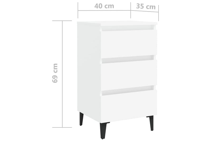 Nattbord med metallben hvit 40x35x69 cm - Hvit - Møbler - Bord - Avlastningsbord - Sengebord & nattbord