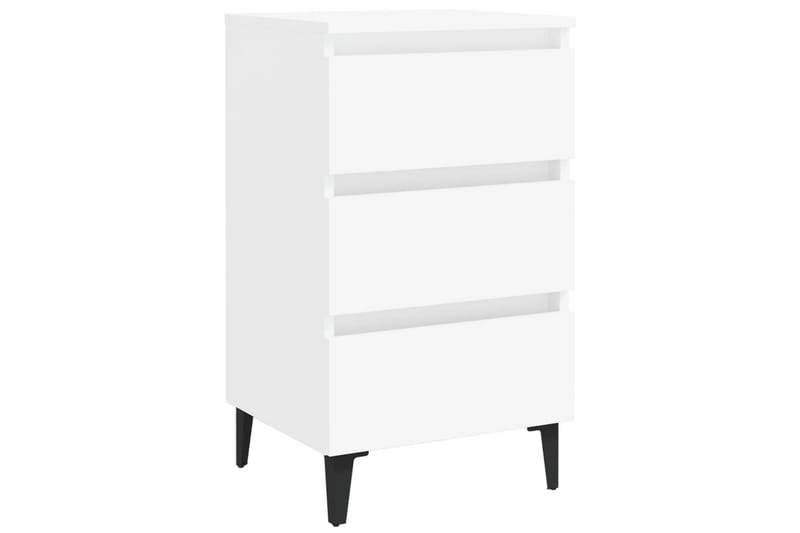 Nattbord med metallben hvit 40x35x69 cm - Hvit - Møbler - Bord - Avlastningsbord - Sengebord & nattbord