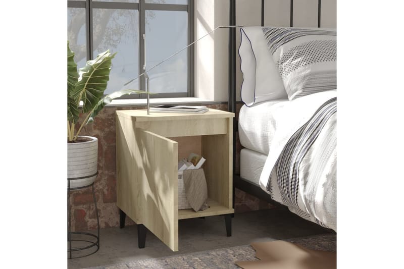 Nattbord med metallben sonoma eik 40x30x50 cm - Brun - Møbler - Bord - Avlastningsbord - Sengebord & nattbord