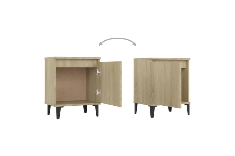 Nattbord med metallben sonoma eik 40x30x50 cm - Brun - Møbler - Bord - Avlastningsbord - Sengebord & nattbord