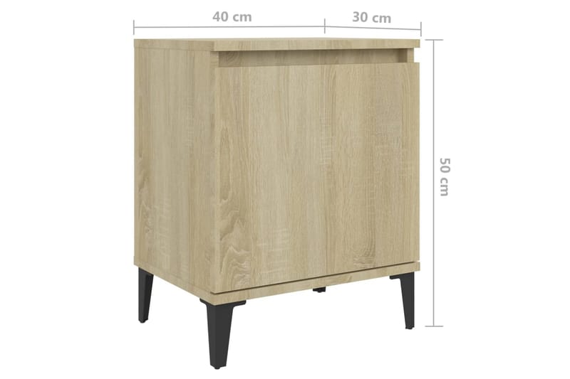 Nattbord med metallben sonoma eik 40x30x50 cm - Brun - Møbler - Bord - Avlastningsbord - Sengebord & nattbord