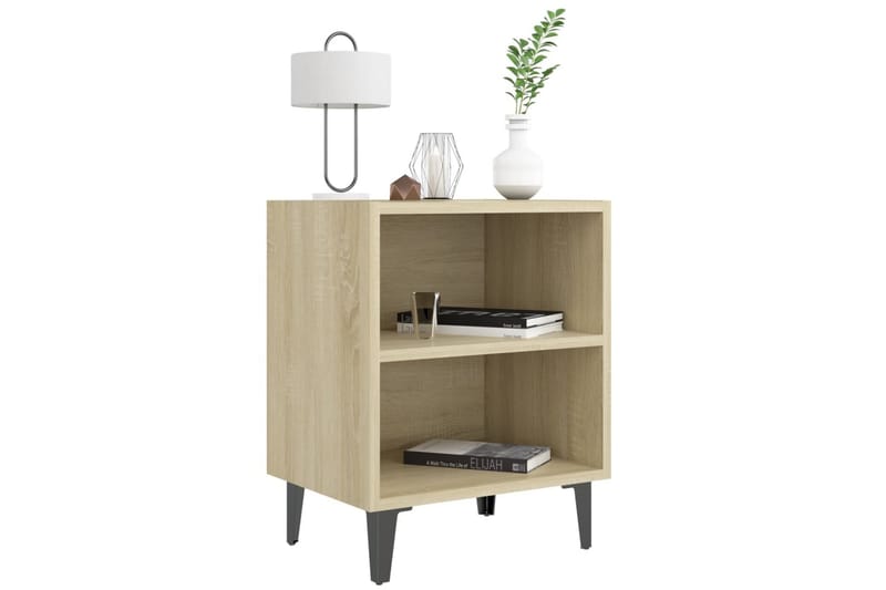 Nattbord med metallben sonoma eik 40x30x50 cm - Brun - Møbler - Bord - Avlastningsbord - Sengebord & nattbord