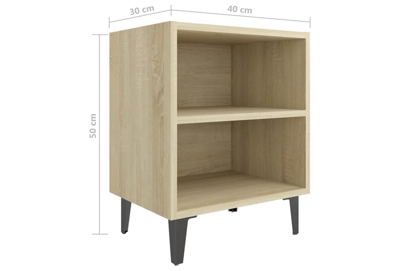 Nattbord med metallben sonoma eik 40x30x50 cm - Brun - Møbler - Bord - Avlastningsbord - Sengebord & nattbord
