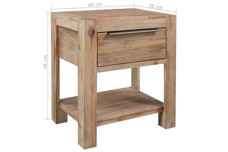 Nattbord med skuffer 2 stk 40x30x48 cm heltre akasie - Møbler - Bord - Avlastningsbord - Sengebord & nattbord