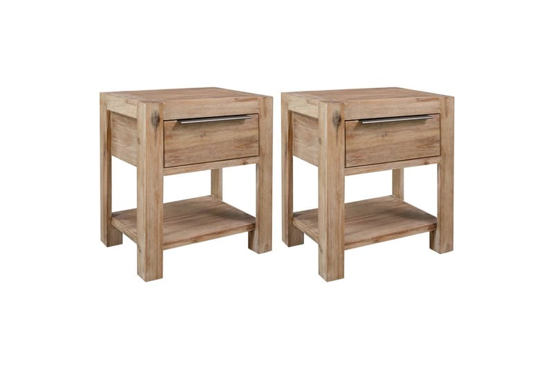 Nattbord med skuffer 2 stk 40x30x48 cm heltre akasie - Møbler - Bord - Avlastningsbord - Sengebord & nattbord