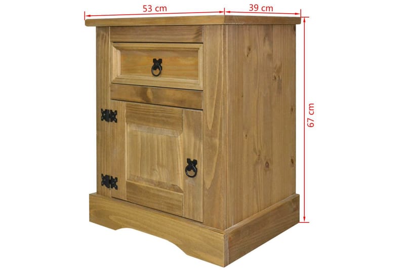 Nattbord meksikansk Corona-stil furu 53x39x67 cm - Furu - Møbler - Bord - Avlastningsbord - Sengebord & nattbord