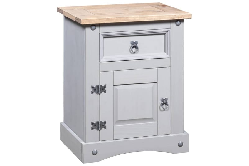 Nattbord meksikansk Corona-stil furu grå 53x39x67 cm - Møbler - Bord - Avlastningsbord - Sengebord & nattbord