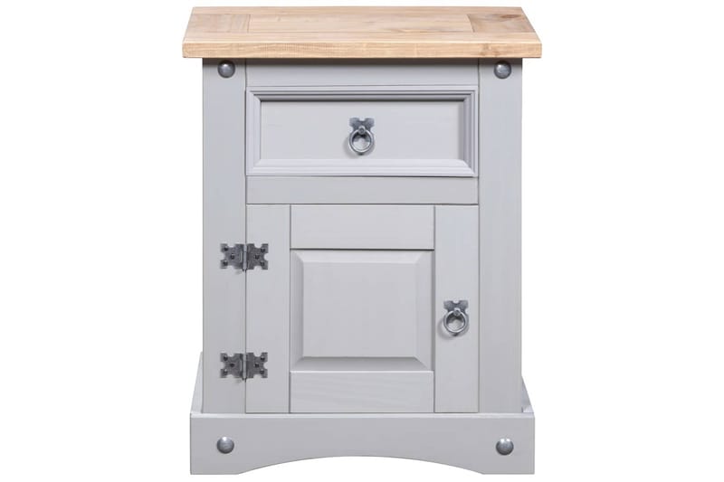 Nattbord meksikansk Corona-stil furu grå 53x39x67 cm - Møbler - Bord - Avlastningsbord - Sengebord & nattbord