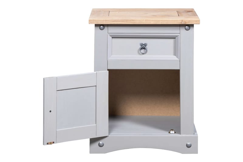 Nattbord meksikansk Corona-stil furu grå 53x39x67 cm - Møbler - Bord - Avlastningsbord - Sengebord & nattbord