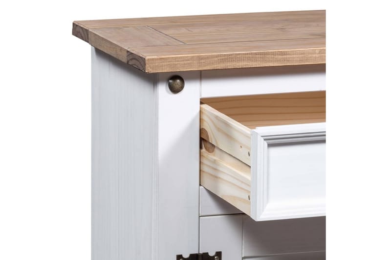 Nattbord meksikansk Corona-stil furu hvit 53x39x67 cm - Møbler - Bord - Avlastningsbord - Sengebord & nattbord