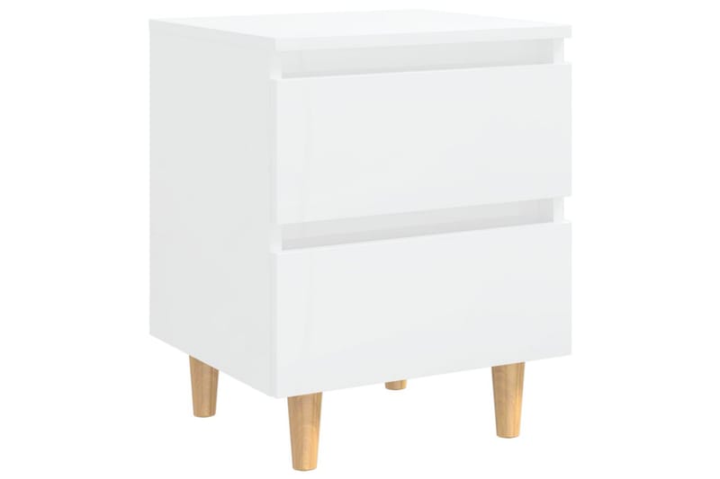 Nattbord og furuben 2 stk høyglans hvit 40x35x50cm - Hvit - Møbler - Bord - Avlastningsbord - Sengebord & nattbord
