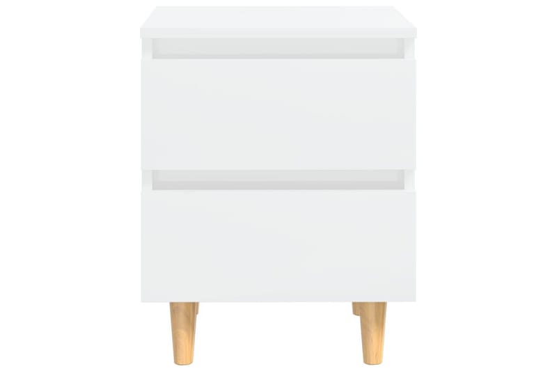 Nattbord og furuben 2 stk høyglans hvit 40x35x50cm - Hvit - Møbler - Bord - Avlastningsbord - Sengebord & nattbord