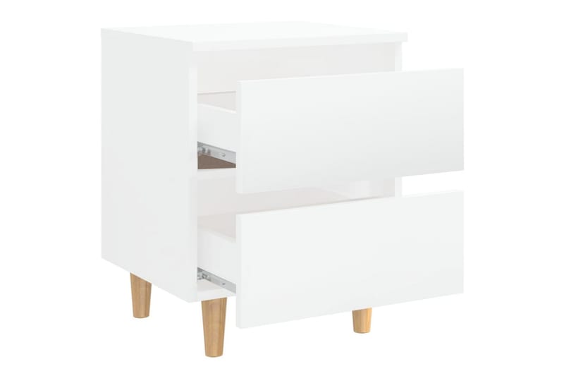 Nattbord og furuben 2 stk høyglans hvit 40x35x50cm - Hvit - Møbler - Bord - Avlastningsbord - Sengebord & nattbord