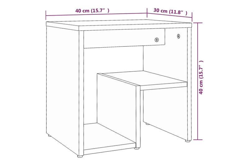 Nattbord røkt eik 40x30x40 cm konstruert tre - Brun - Møbler - Bord - Avlastningsbord - Sengebord & nattbord