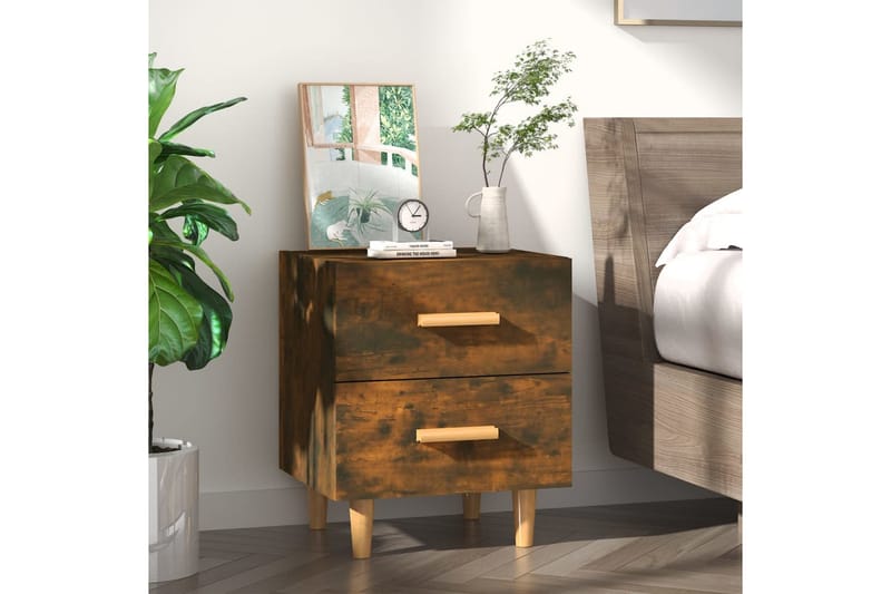 Nattbord røkt eik 40x35x47,5 cm - Brun - Møbler - Bord - Avlastningsbord - Sengebord & nattbord
