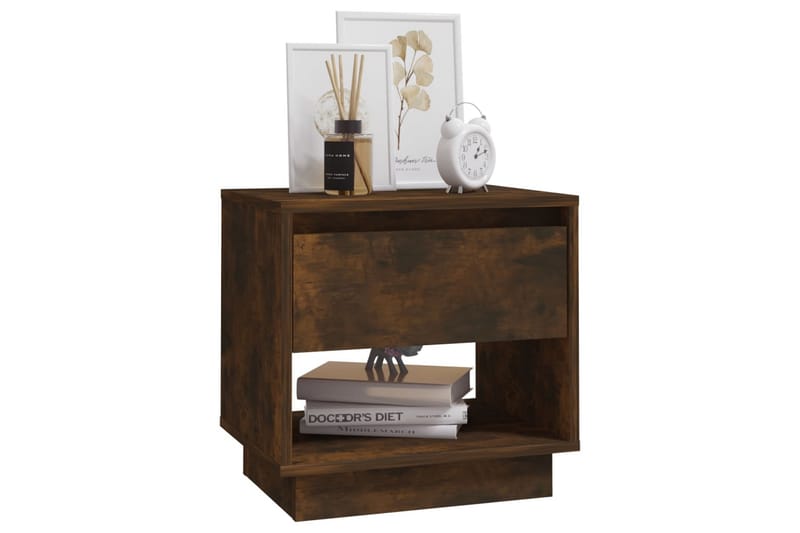 Nattbord røkt eik 45x34x44 cm sponplate - Brun - Møbler - Bord - Avlastningsbord - Sengebord & nattbord