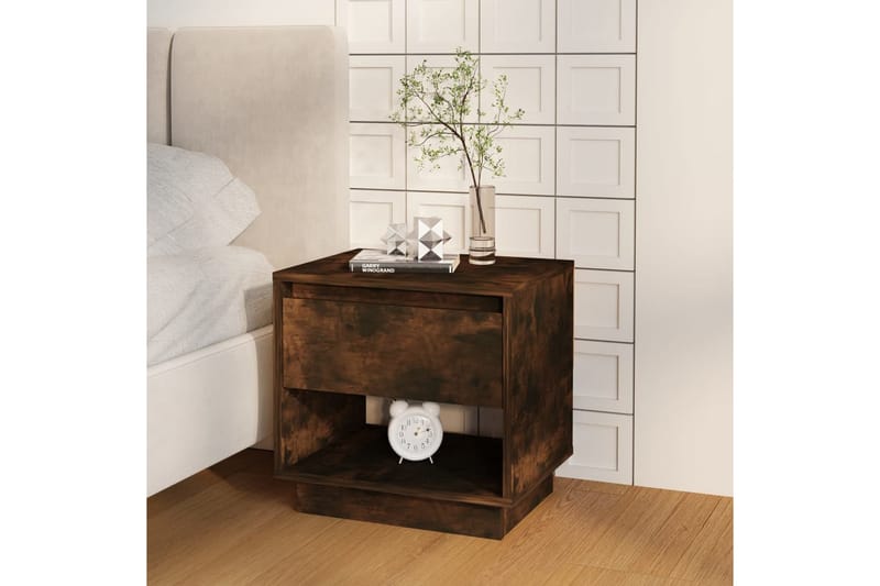 Nattbord røkt eik 45x34x44 cm sponplate - Brun - Møbler - Bord - Avlastningsbord - Sengebord & nattbord