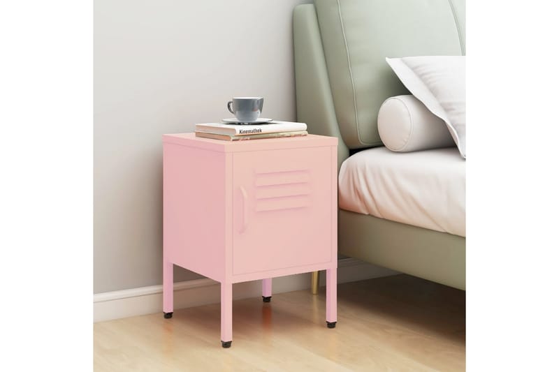 Nattbord rosa 35x35x51 cm stål - Rosa - Møbler - Bord - Avlastningsbord - Sengebord & nattbord