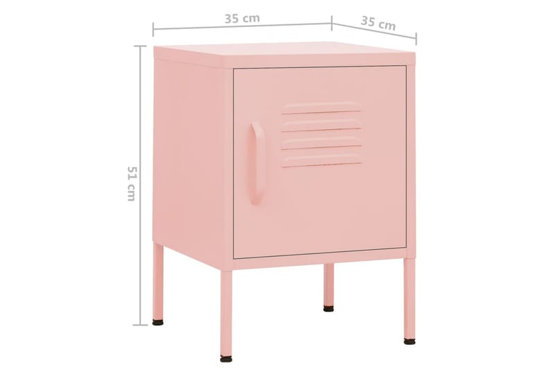 Nattbord rosa 35x35x51 cm stål - Rosa - Møbler - Bord - Avlastningsbord - Sengebord & nattbord