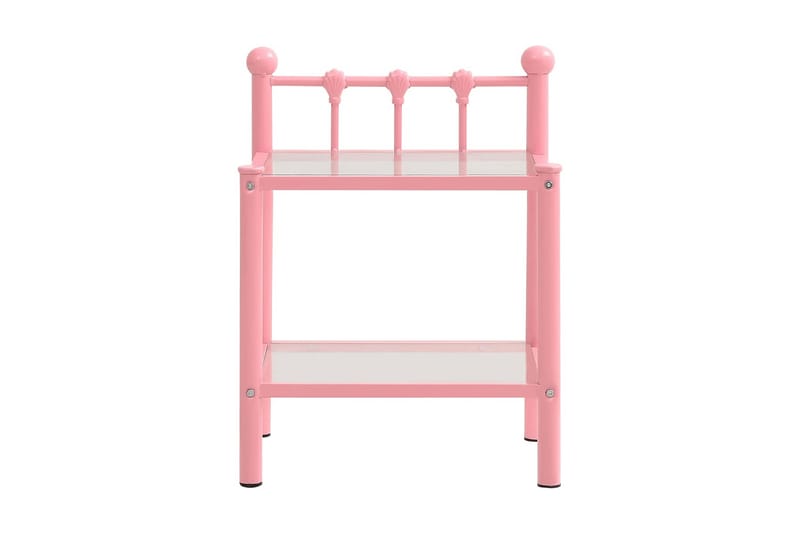 Nattbord rosa og gjennomsiktig 45x34,5x60,5 cm metall og gla - Sengebord & nattbord
