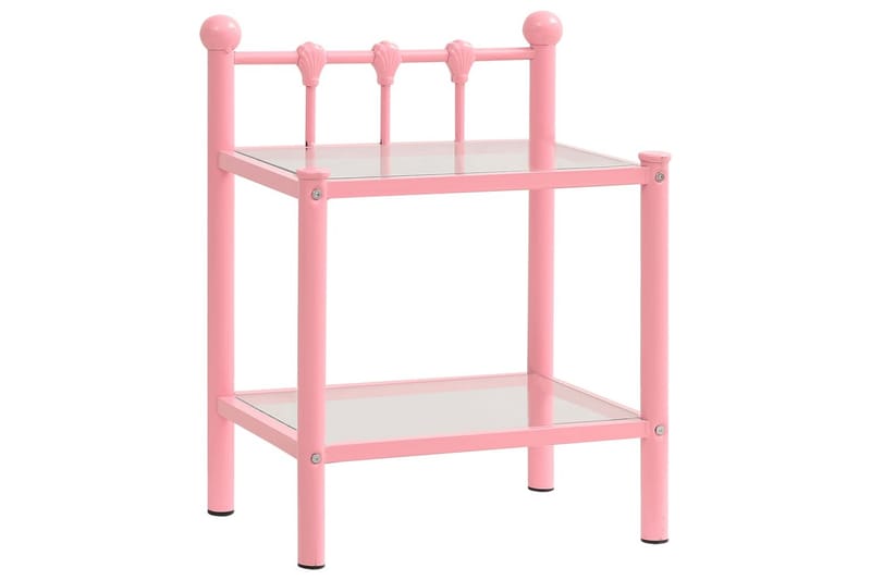 Nattbord rosa og gjennomsiktig 45x34,5x60,5 cm metall og gla - Sengebord & nattbord