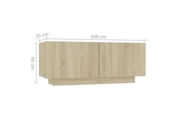 Nattbord sonoma eik 100x35x40 cm sponplate - Brun - Møbler - Bord - Avlastningsbord - Sengebord & nattbord