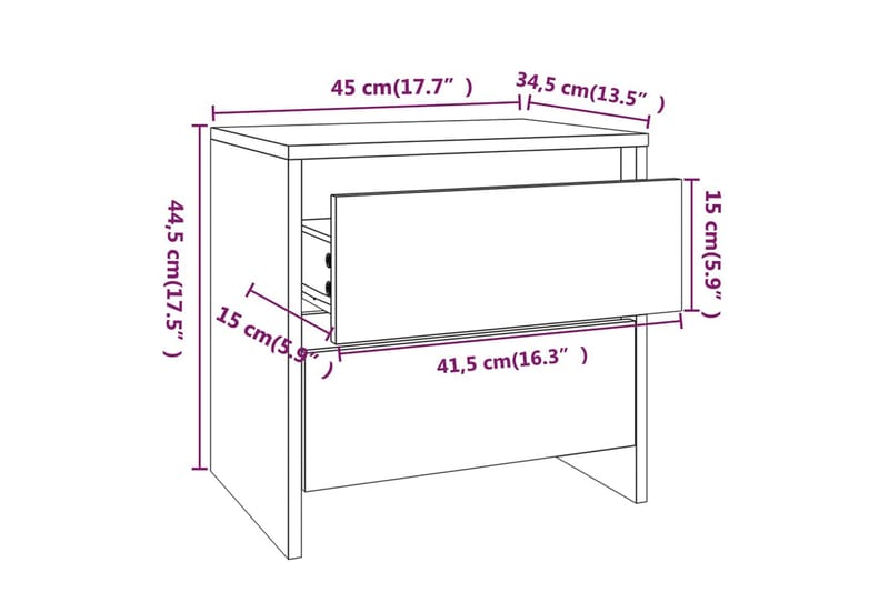 Nattbord sonoma eik 45x34,5x44,5 cm sponplate - Brun - Møbler - Bord - Avlastningsbord - Sengebord & nattbord