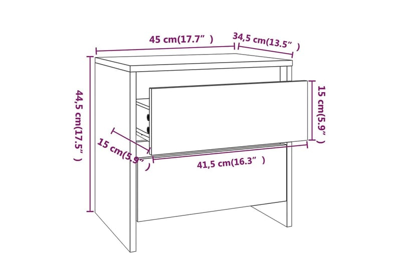 Nattbord sonoma eik 45x34,5x44,5 cm sponplate - Brun - Sengebord & nattbord