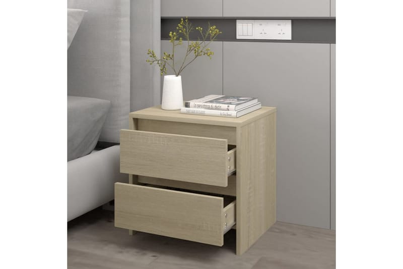 Nattbord sonoma eik 45x34,5x44,5 cm sponplate - Brun - Møbler - Bord - Avlastningsbord - Sengebord & nattbord