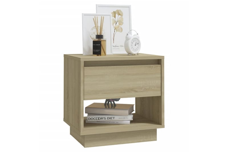 Nattbord sonoma eik 45x34x44 cm sponplate - Beige - Møbler - Bord - Avlastningsbord - Sengebord & nattbord