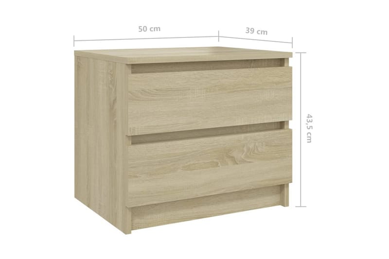 Nattbord sonoma eik 50x39x43,5 cm sponplate - Brun - Møbler - Bord - Avlastningsbord - Sengebord & nattbord