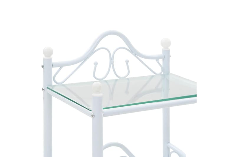 Nattbord stål og herdet glass 45x30,5x60 cm hvit - Møbler - Bord - Avlastningsbord - Sengebord & nattbord