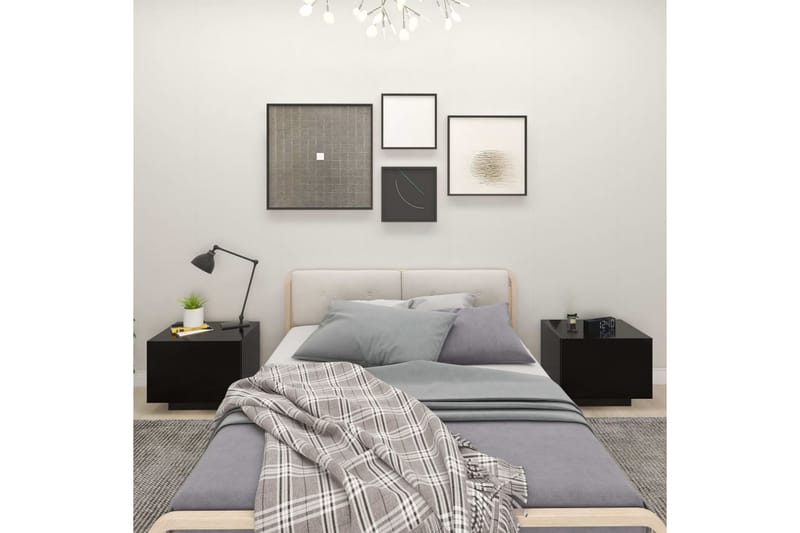 Nattbord svart 100x35x40 cm sponplate - Svart - Møbler - Bord - Avlastningsbord - Sengebord & nattbord