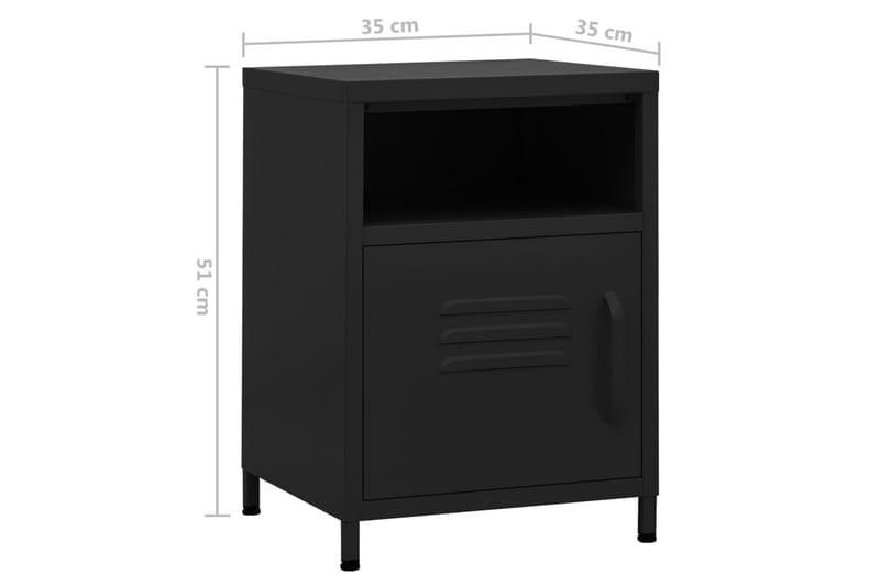 Nattbord svart 35x35x51 cm stål - Svart - Sengebord & nattbord