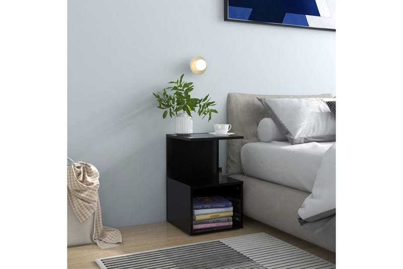 Nattbord svart 35x35x55 cm sponplate - Svart - Møbler - Bord - Avlastningsbord - Sengebord & nattbord