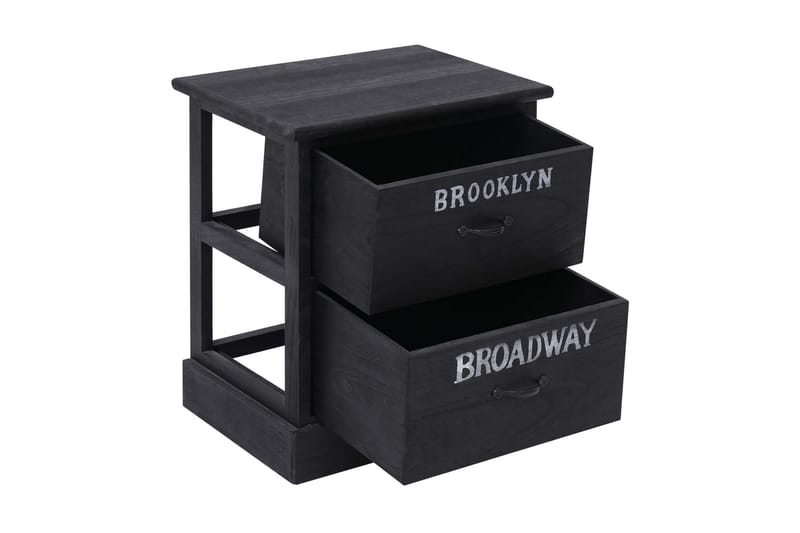 Nattbord svart 38x28x45 cm keisertre - Svart - Møbler - Bord - Avlastningsbord - Sengebord & nattbord
