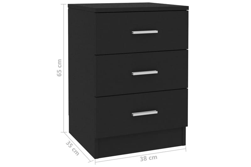 Nattbord svart 38x35x56 cm sponplate - Svart - Møbler - Bord - Avlastningsbord - Sengebord & nattbord